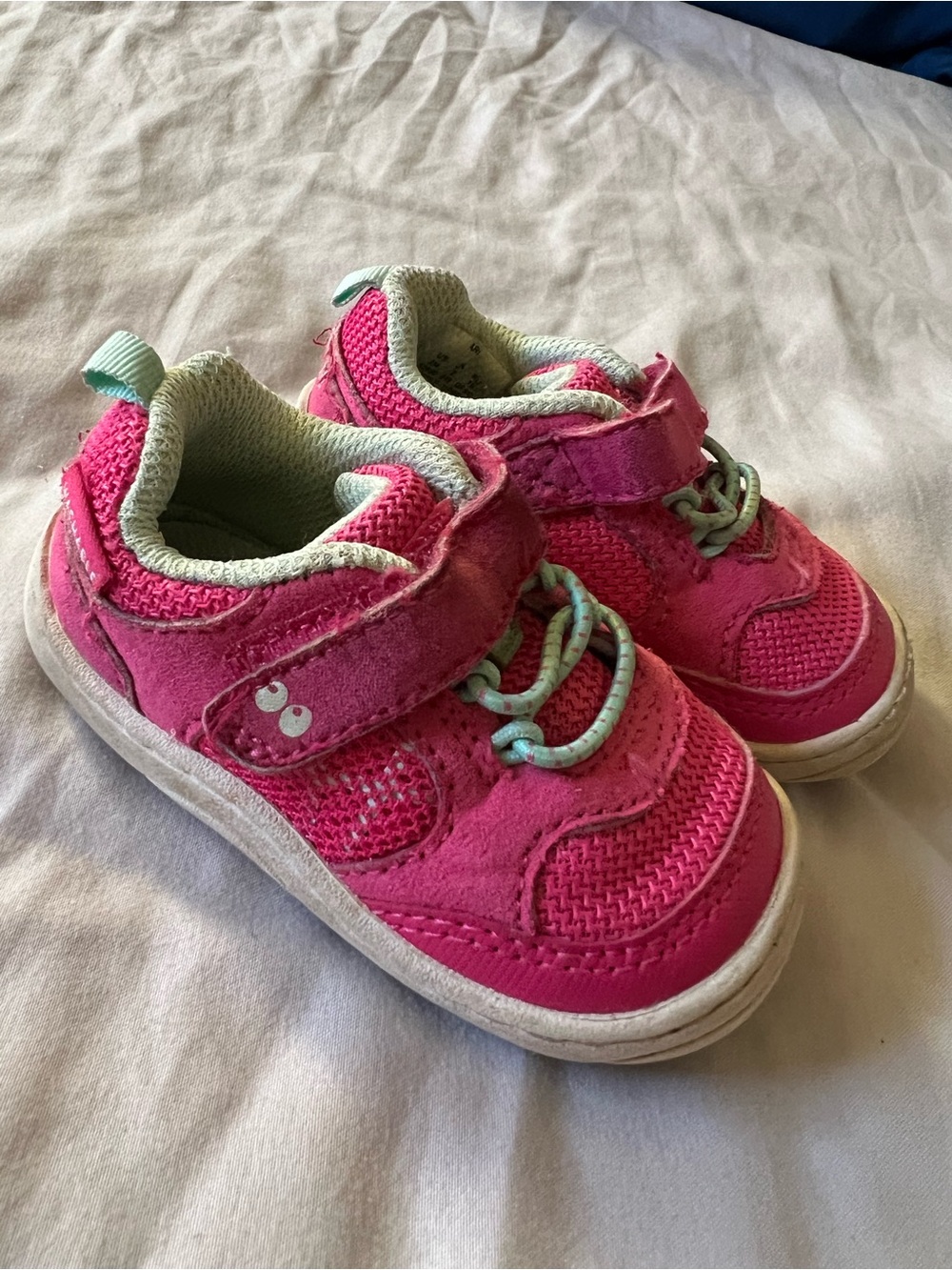 Stride Rite Hot Pink & Mint Kids Velcro Sneakers